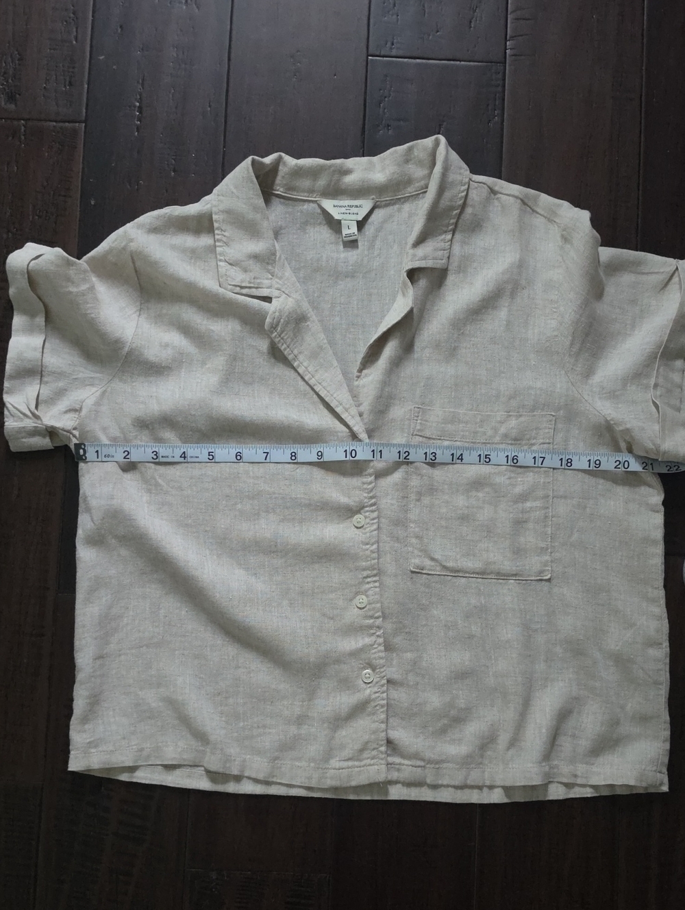 Banana Republic Linen-Blend Camp Shirt Beige Large Like New - Picture 3 of 5
